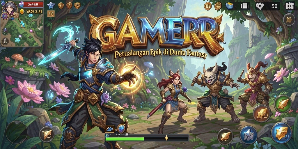 Gameplay RPG yang menampilkan pertempuran epik dan eksplorasi dunia.