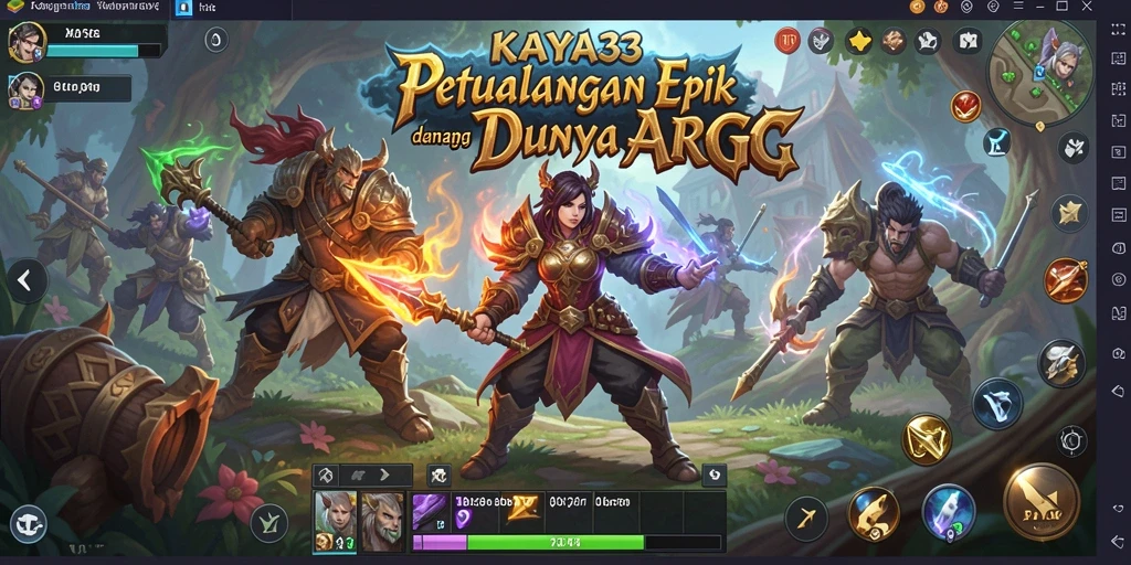 Tangkapan layar gameplay KAYA33 menampilkan aksi pertempuran yang seru di dunia fantasi.