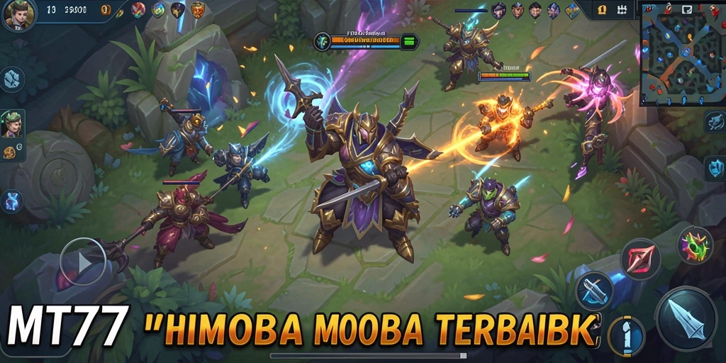 Screenshot utama MT777 menampilkan pertarungan seru dan strategis dalam gameplay MOBA.