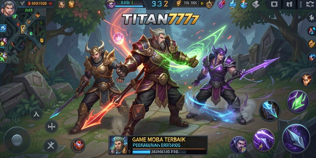 Tampilan gameplay dinamis dan strategi tim dalam TITAN777.
